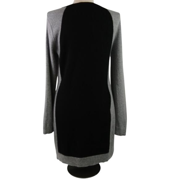 Magaschoni SZ XL 100% Cashmere Colorblock Sweater Dress In Gray & Black - Picture 5 of 6